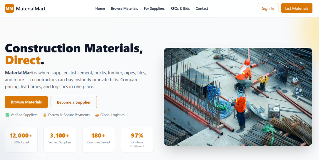 Construction Material Marketplace for Sale